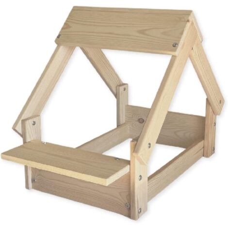 Skraut Home - Nicchia interna per cani colore naturale - Letto in legno naturale FSC per cani e gatti piccoli e medi - Casa per animali - 2 supporti per ciotole 76x44x55cm