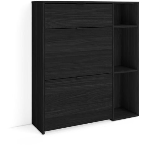 Skraut Home - Scarpiera Ingresso, Mobile Ingresso Salvaspazio, 90x27x102cm, 10 paia di scarpe, Armadio, Stile moderno, Nero