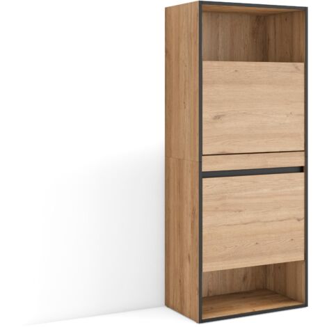 Skraut Home - Scarpiera, Mobile Salvaspazio, 60x145x35 cm, Camera da letto, stanza, Armadio, Stile moderno, Rovere