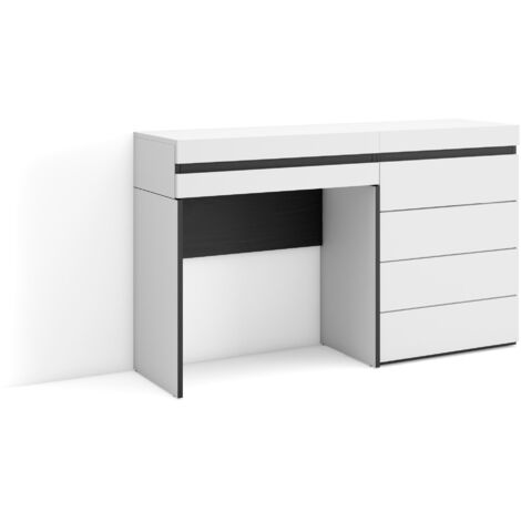 Skraut Home - Schminktisch, Frisiertisch mit Stauraum, 127x75x35 cm, mit Schublade, Kommode mit Schubladen, Moderner Stil, Weiß