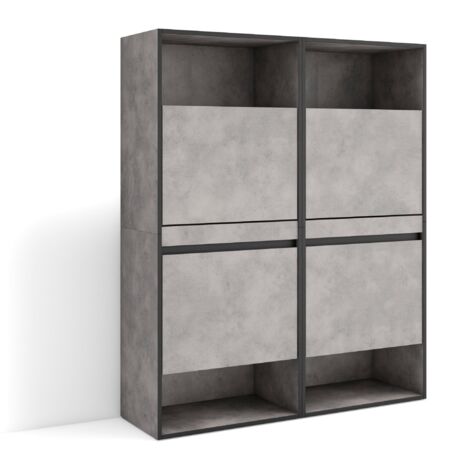 Skraut Home - Schuhregal, Schuhschrank, Schuhaufbewahrung, 120x145x35 cm, Für Schlafzimmer, Zimmer, Schuh-Organizer, Moderner Stil, Zementgrau