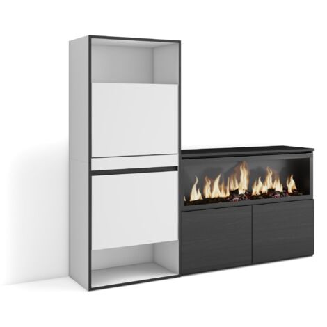 Skraut Home - Schuhregal, Schuhschrank, Schuhaufbewahrung, 167x145x35 cm, Für Schlafzimmer, Zimmer, Elektrokamin XXL, Moderner Stil, Weiß