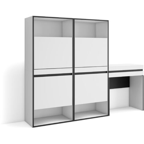 Skraut Home - Schuhregal, Schuhschrank, Schuhaufbewahrung, 190x145x35 cm, Für Schlafzimmer, Zimmer, Schminktisch, Moderner Stil, Weiß