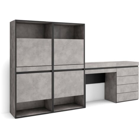 Skraut Home - Schuhregal, Schuhschrank, Schuhaufbewahrung, 247x145x35 cm, Für Schlafzimmer, Zimmer, Kommode mit Schubladen, Schminktisch, Moderner Stil, Zementgrau