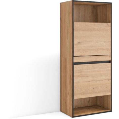 Skraut Home - Schuhregal, Schuhschrank, Schuhaufbewahrung, 60x145x35 cm, Für Schlafzimmer, Zimmer, Schuh-Organizer, Moderner Stil, Eiche
