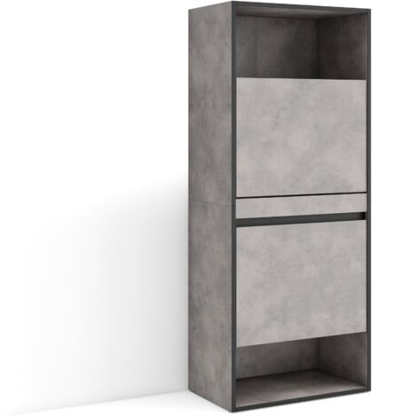 Skraut Home - Schuhregal, Schuhschrank, Schuhaufbewahrung, 60x145x35 cm, Für Schlafzimmer, Zimmer, Schuh-Organizer, Moderner Stil, Zementgrau