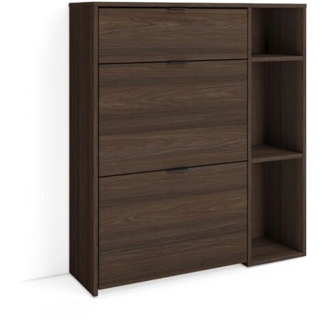 Skraut Home - Schuhregal, Schuhschrank, Schuhaufbewahrung, 90x27x102cm, 10 Paar Schuhe, Schuh Organizer, Moderner Stil, Dunkler Eiche