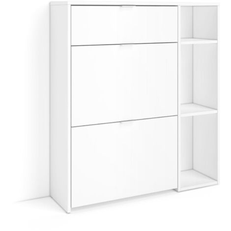 Skraut Home - Schuhregal, Schuhschrank, Schuhaufbewahrung, 90x27x102cm, 10 Paar Schuhe, Schuh Organizer, Moderner Stil, Weiß