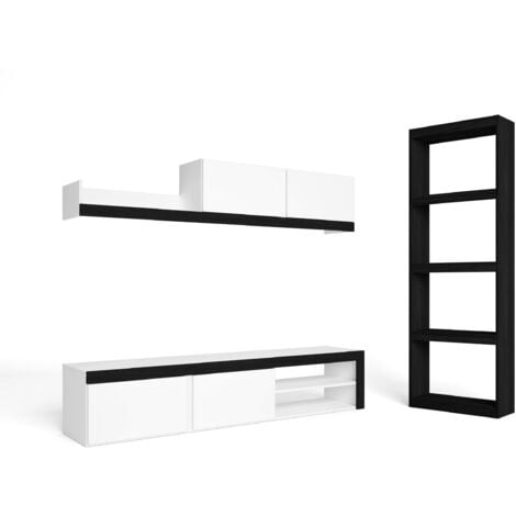 Libreria TOTEM - 5 Ripiani - Scaffale Moderna - Portaoggetti Stabile - Per  Soggiorno - Sala da Pranzo - Ufficio - colore Nero 181 x 60 x 25 cm