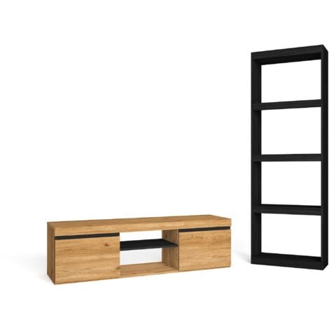 Maison Exclusive Estantería pequeña de madera negro y roble 33,5x39,6x79,7  cm