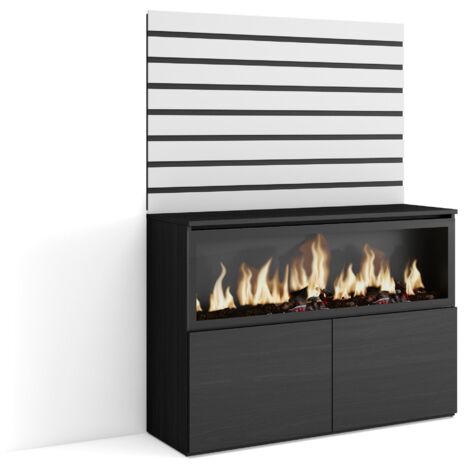 Skraut Home - Sideboard, Kommode, Aufbewahrungsschrank, 107x145x35 cm, Für Schlafzimmer, Zimmer, Elektrokamin XXL, Moderner Stil, Weiß