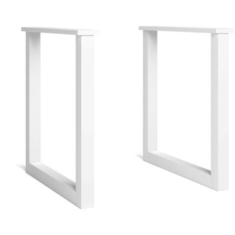 Skraut Home - Soporte - Caballete - Patas - En forma de U - Madera Maciza para Tableros de Mesas - Salón - Comedor - Oficina - Color Blanco Lacado - 70x71cm