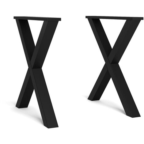 Skraut Home - Soporte - Caballete - Patas - En forma de X - Madera Maciza para Tableros de Mesas - Salón - Comedor - Oficina - Color Negro Lacado - 72x72cm - NEGRO