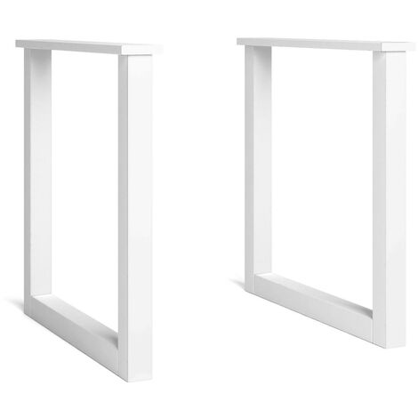 Skraut Home - Support - Pieds - Chevalet - en Forme de U - Pieds de table en bois massif - Salon - Salle à manger - Bureau - Laqué blanc - 70x71cm - BLANC