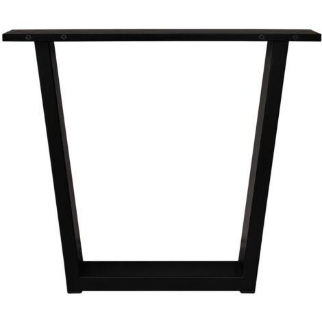 Skraut Home - Support, Tréteau, Pieds, En forme de U, Métal, Pour Plateaux de Table, 84x8x71 cm, Salon, Salle à manger, Bureau, Couleur Noire