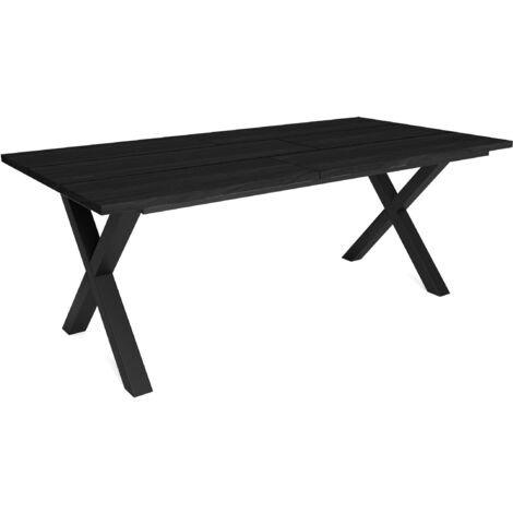 Skraut Home - Table à manger - 10 personnes - 200 - Robuste et stable grâce à sa structure et aux pieds solides - Idéal pour les rassemblements de famille - Noir - Style industriel - Noir