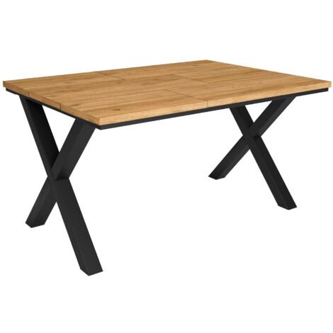Skraut Home - Table à manger - 6 personnes - 140 - Robuste et stable grâce à sa structure et aux pieds solides - Idéal pour les rassemblements de famille - Chêne - Style industriel - Chêne