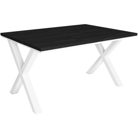 Skraut Home - Table à manger - 6 personnes - 140 - Robuste et stable grâce à sa structure et aux pieds solides - Idéal pour les rassemblements de famille - Noir - Style industriel - Noir