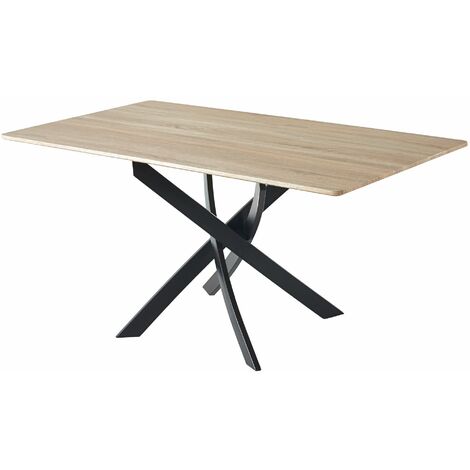 Skraut Home - Table à Manger Fixe - 75 x 140 x 80 cm - 6 Personnes - Modèle Zen - Finition Chêne/Noir - MARRON