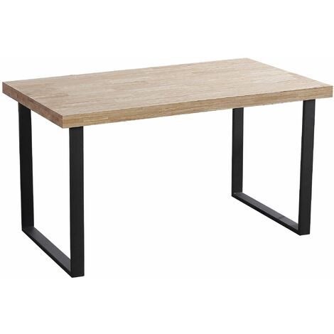 Skraut Home - Table à Manger Fixe - 76 x 140 x 80 cm - 6 Personnes - Chêne/Noir - MARRON