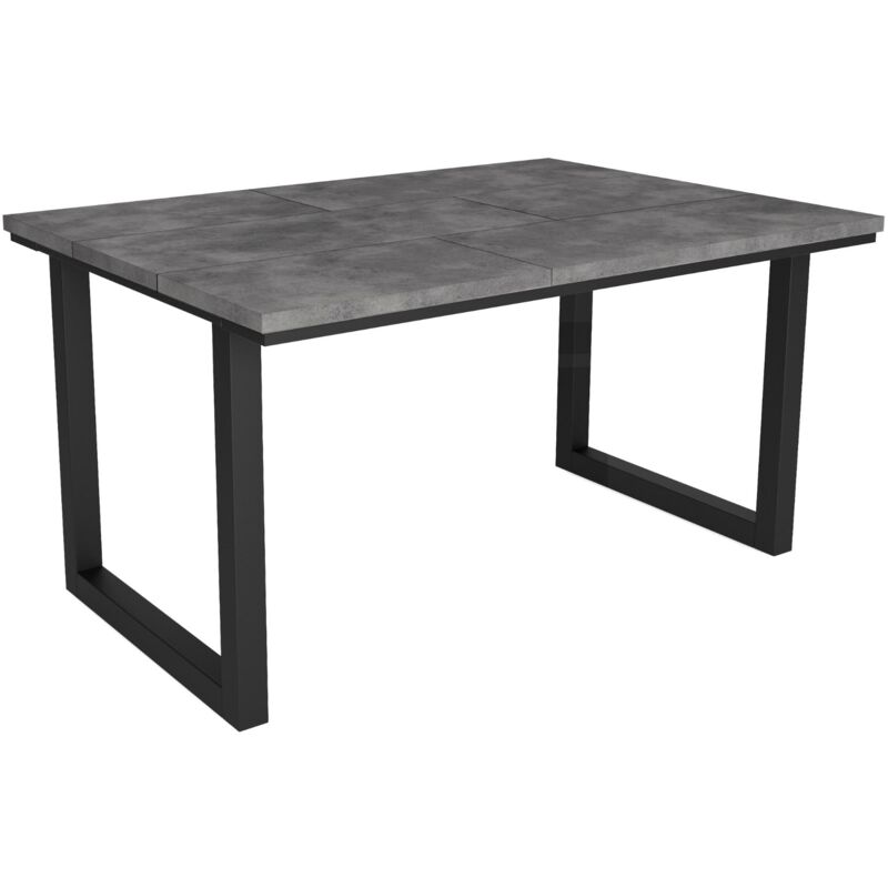 Table à manger, Meuble Salle à Manger, 140, Pour 6 personnes, Pieds bois massif, Style industriel, Gris Ciment - Skraut Home