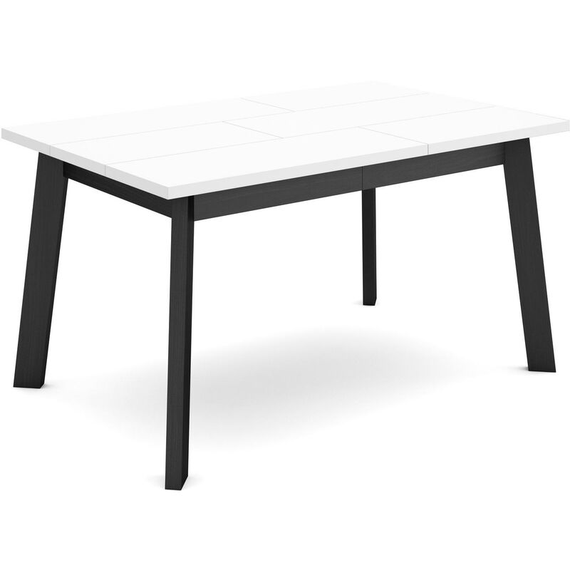 Table à manger, Meuble Salle à Manger, 140, Pour 6 personnes, Pieds en bois, Style moderne, Blanc - Skraut Home