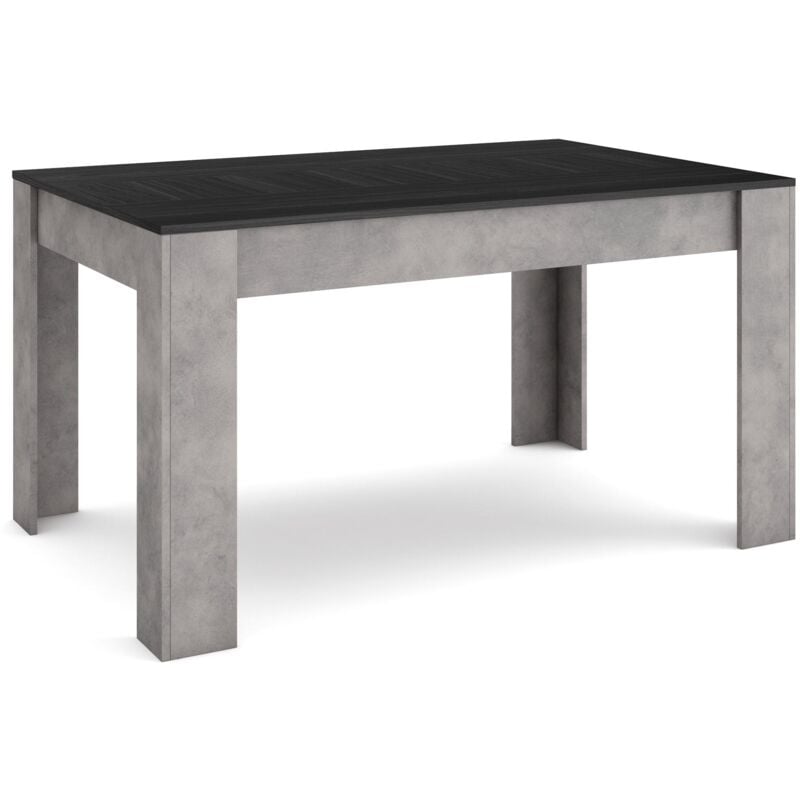 Table à manger, Meuble Salle à Manger, 140x90x76 cm, Pour 6 personnes, Meubles de Salon, Style moderne, Noir et Gris Ciment - Skraut Home