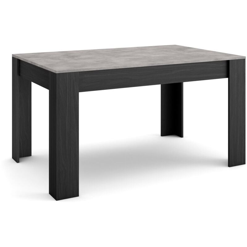 Table à manger, Meuble Salle à Manger, 140x90x76 cm, Pour 6 personnes, Meubles de Salon, Style moderne, Gris Ciment et Noir - Skraut Home