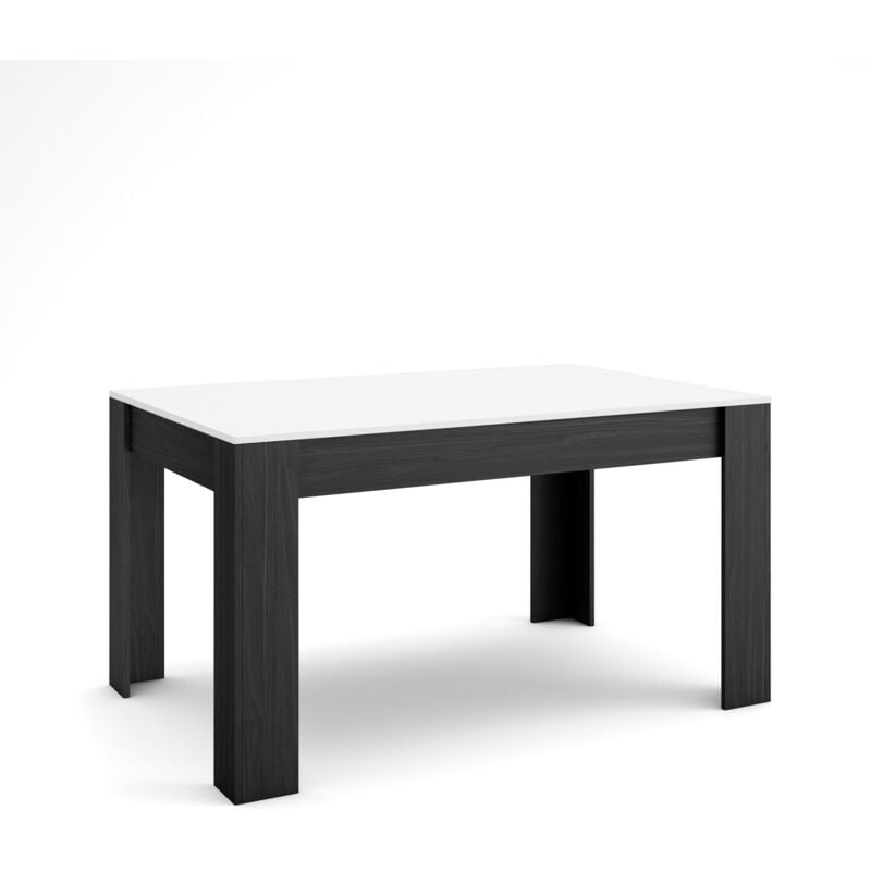 Table à manger, Meuble Salle à Manger, 140x90x76 cm, Pour 6 personnes, Meubles de Salon, Style moderne, Blanc et noir - Skraut Home