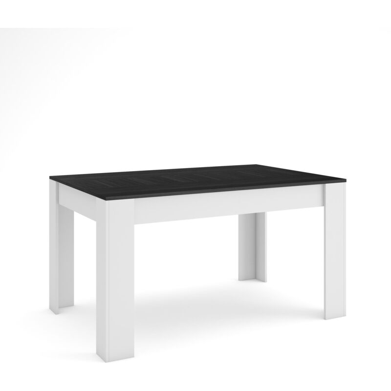 Table à manger, Meuble Salle à Manger, 140x90x76 cm, Pour 6 personnes, Meubles de Salon, Style moderne, Noir et Blanc - Skraut Home