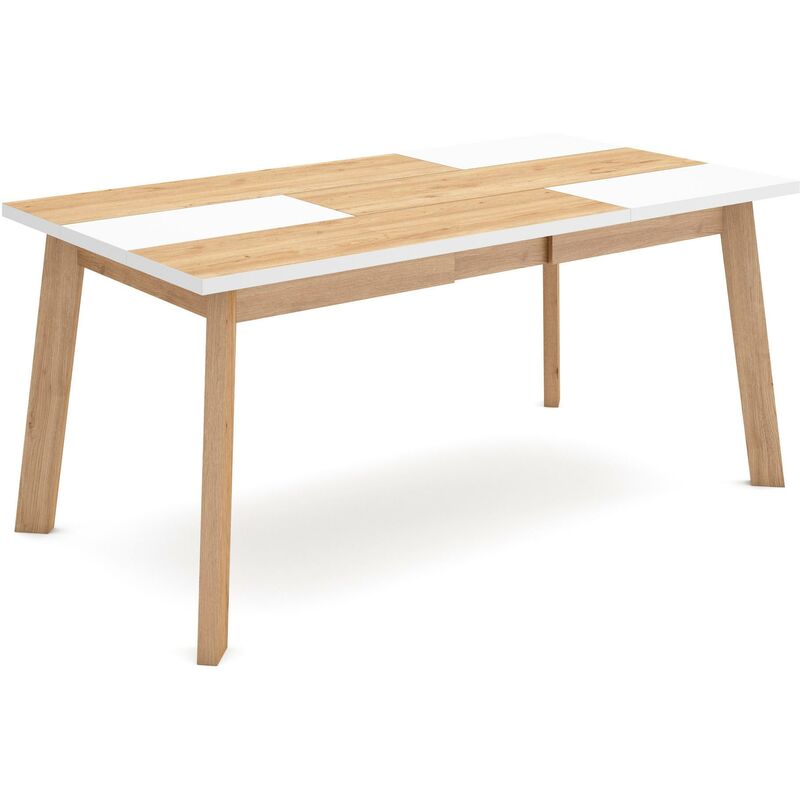 Table à manger, Meuble Salle à Manger, 170, Pour 8 personnes, Pieds en bois, Style moderne, Chêne et blanc - Skraut Home