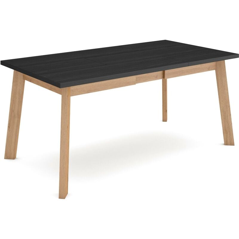 Table à manger, Meuble Salle à Manger, 170, Pour 8 personnes, Pieds en bois, Style moderne, Noir et chêne - Skraut Home