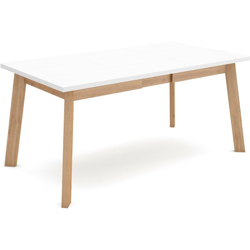 Table à manger, Meuble Salle à Manger, 170, Pour 8 personnes, Pieds en bois, Style moderne, Blanc - Skraut Home