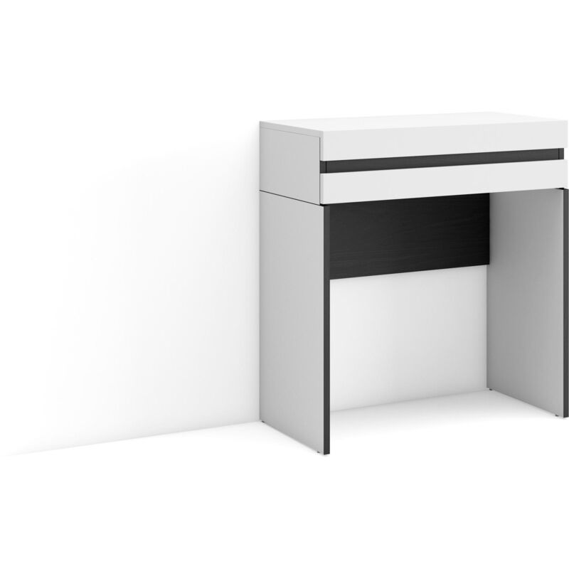 Table Console d'Entrée, Grand espace de rangement, 70x75x35 cm, Avec tiroir, Meuble d'appoint, Style moderne, Blanc - Skraut Home