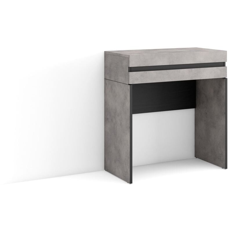 Table Console d'Entrée, Grand espace de rangement, 70x75x35 cm, Avec tiroir, Meuble d'appoint, Style moderne, Ciment - Skraut Home