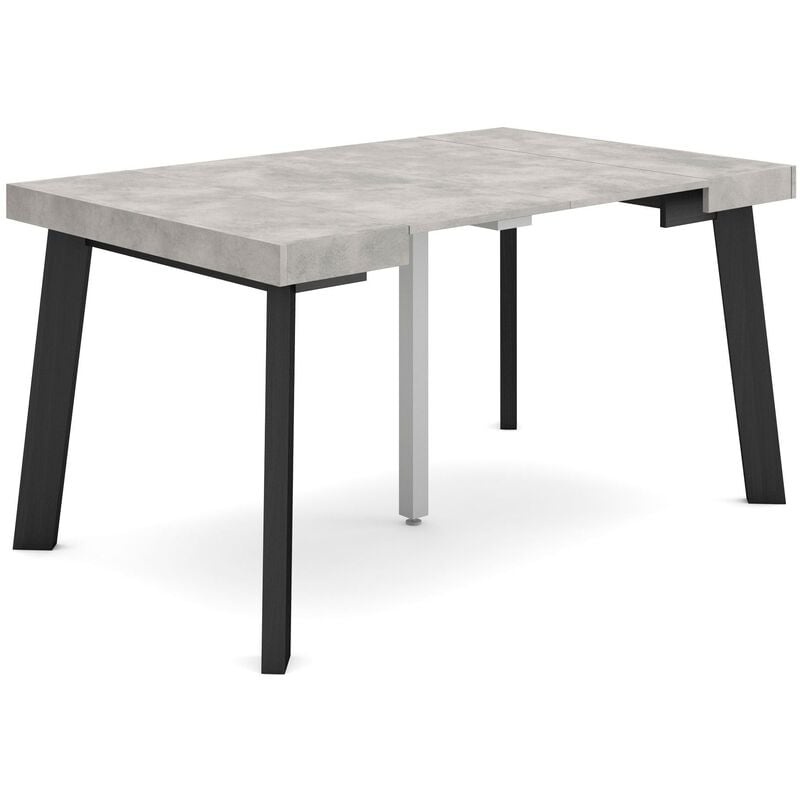 Table console extensible, Console meuble, 140, Pour 6 personnes, Pieds en bois, Style moderne, Gris Ciment - Skraut Home