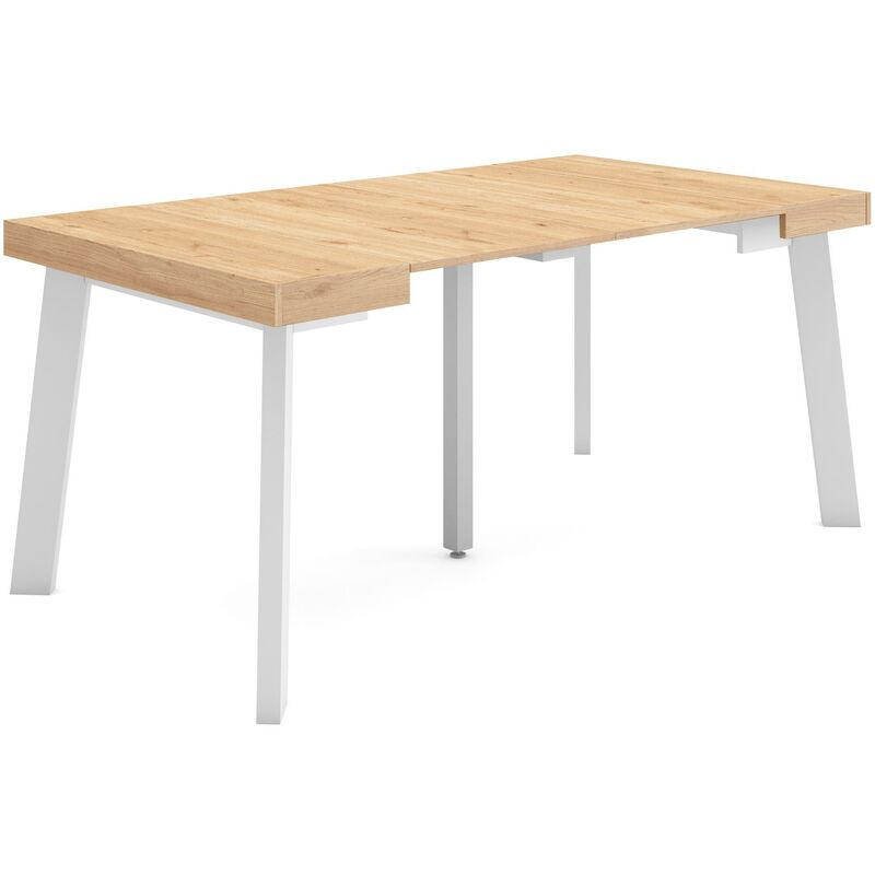 Table console extensible, Console meuble, 160, Pour 8 personnes, Pieds en bois, Style moderne, Chêne - Skraut Home