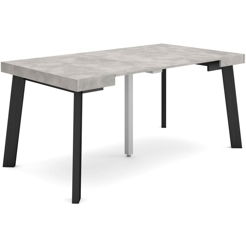 Table console extensible, Console meuble, 160, Pour 8 personnes, Pieds en bois, Style moderne, Gris Ciment - Skraut Home