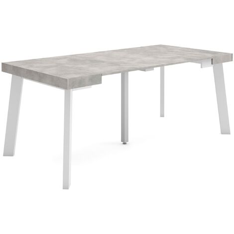 Skraut Home - Table console extensible, Console meuble, 180, Pour 8 personnes, Pieds en bois, Style moderne, Gris Ciment