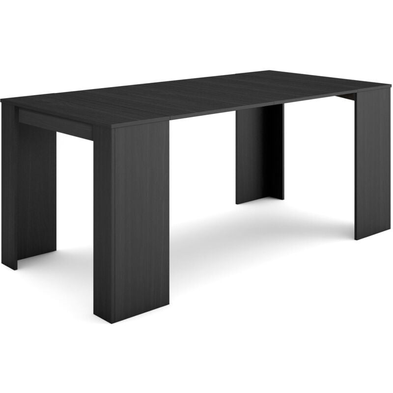 Skraut Home - Table console extensible, Console meuble, 180, Pour 8 personnes, Table à Manger, Style moderne, Noir
