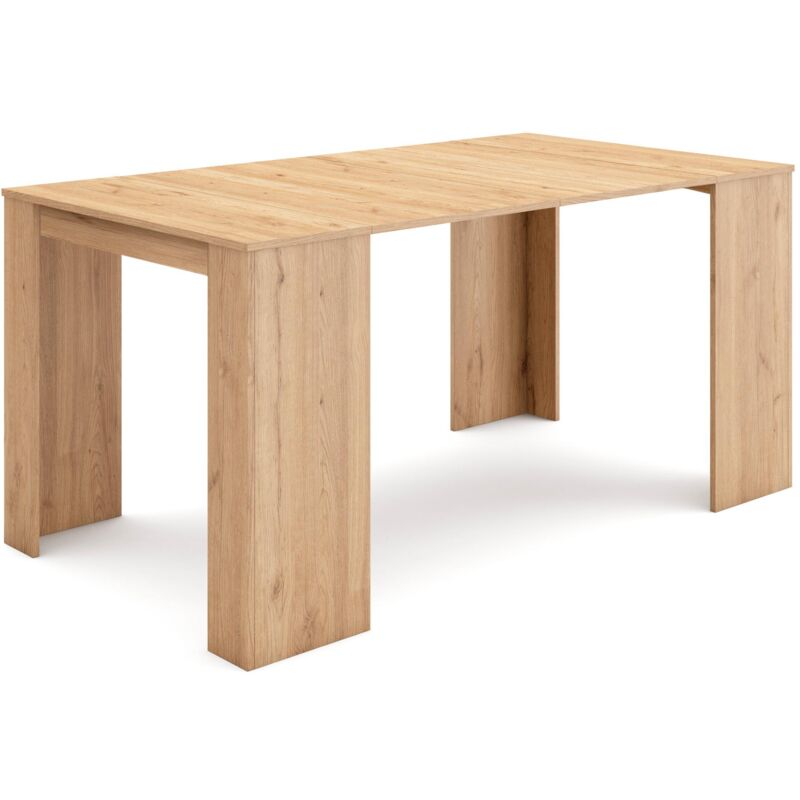 Table console extensible, Console meuble, 160, Pour 8 personnes, Table à Manger, Style moderne, Chêne - Skraut Home
