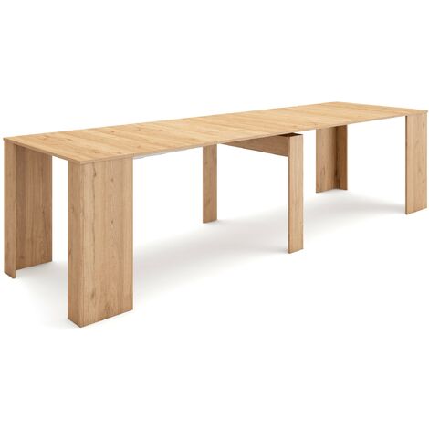 Skraut Home - Table console extensible jusqu'à 3 mètres - 75 x 90 x 50 cm - Finition Chêne clair - CHENE CLAIR