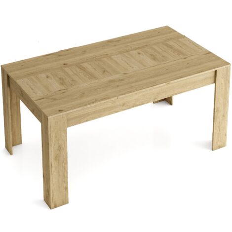 Skraut Home – Table extensible 140/200 cm en mélaminé couleur naturelle – Largeur 90.4 cm – Hauteur 76.1 cm – Design élégant pour salle à manger