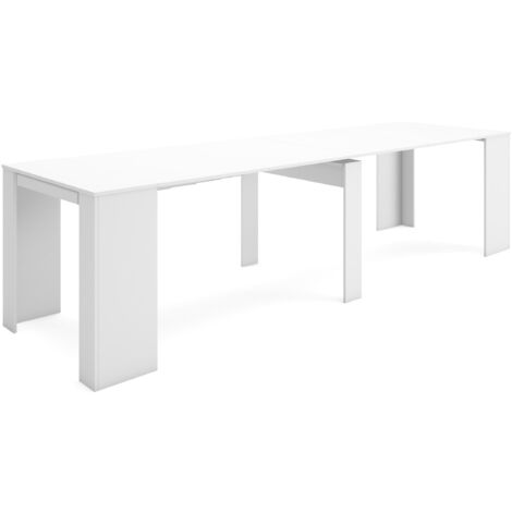 Skraut Home - Table extensible jusqu'à 3 mètres - 75 x 90 x 50 cm - Salle à manger, Salon- Finition Blanc - BLANC