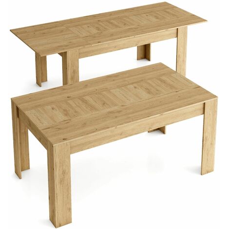 Skraut Home - Table extensible KAI jusqu'à 200 cm - 76 x 140 x 90 cm - Bois de chêne - MULTICOLORE