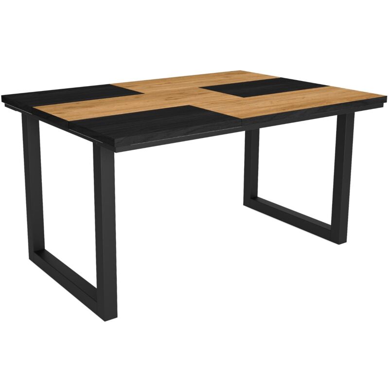 Table à manger, 6 personnes, 140, Robuste et stable grâce à sa structure et aux pieds solides, Idéal pour les rassemblements de famille, Chêne et