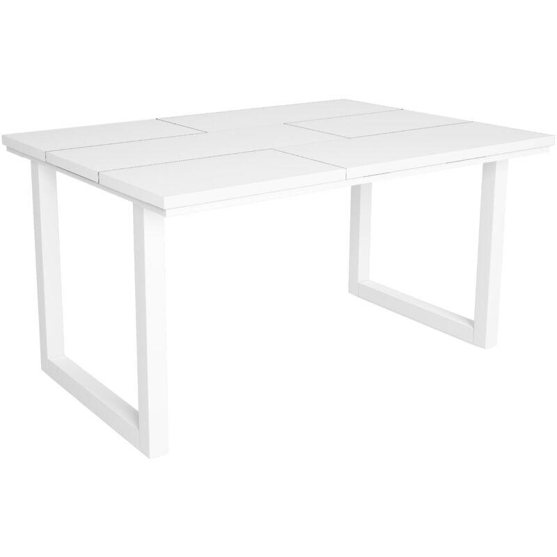 Table à manger, 6 personnes, 140, Robuste et stable grâce à sa structure et aux pieds solides, Idéal pour les rassemblements de famille, Blanc, Style