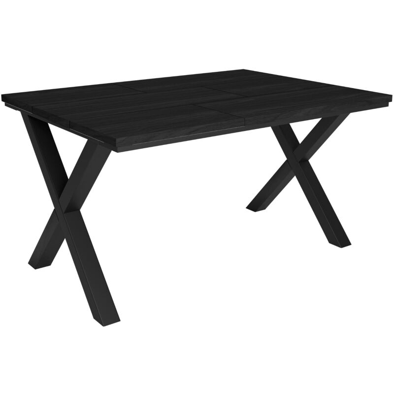 Table à manger, 6 personnes, 140, Robuste et stable grâce à sa structure et aux pieds solides, Idéal pour les rassemblements de famille, Noir, Style