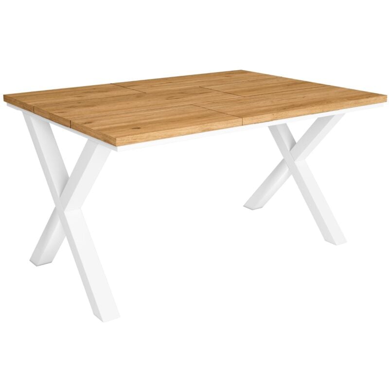 Table à manger, 6 personnes, 140, Robuste et stable grâce à sa structure et aux pieds solides, Idéal pour les rassemblements de famille, Chêne, Style