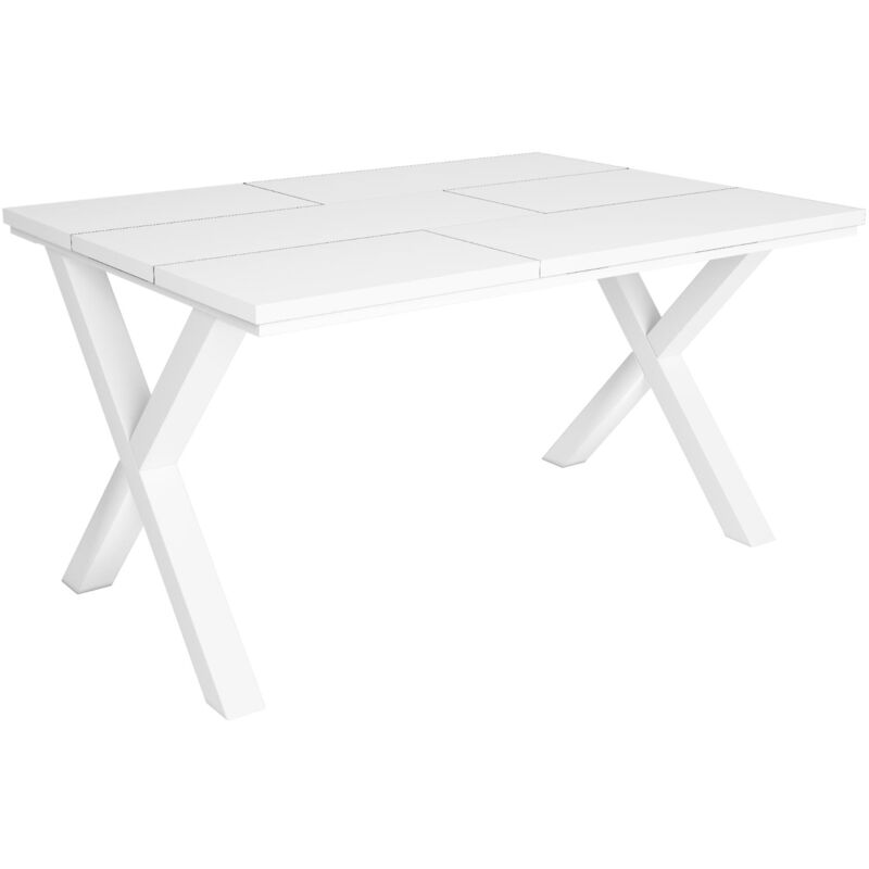 Table à manger, 6 personnes, 140, Robuste et stable grâce à sa structure et aux pieds solides, Idéal pour les rassemblements de famille, Blanc, Style